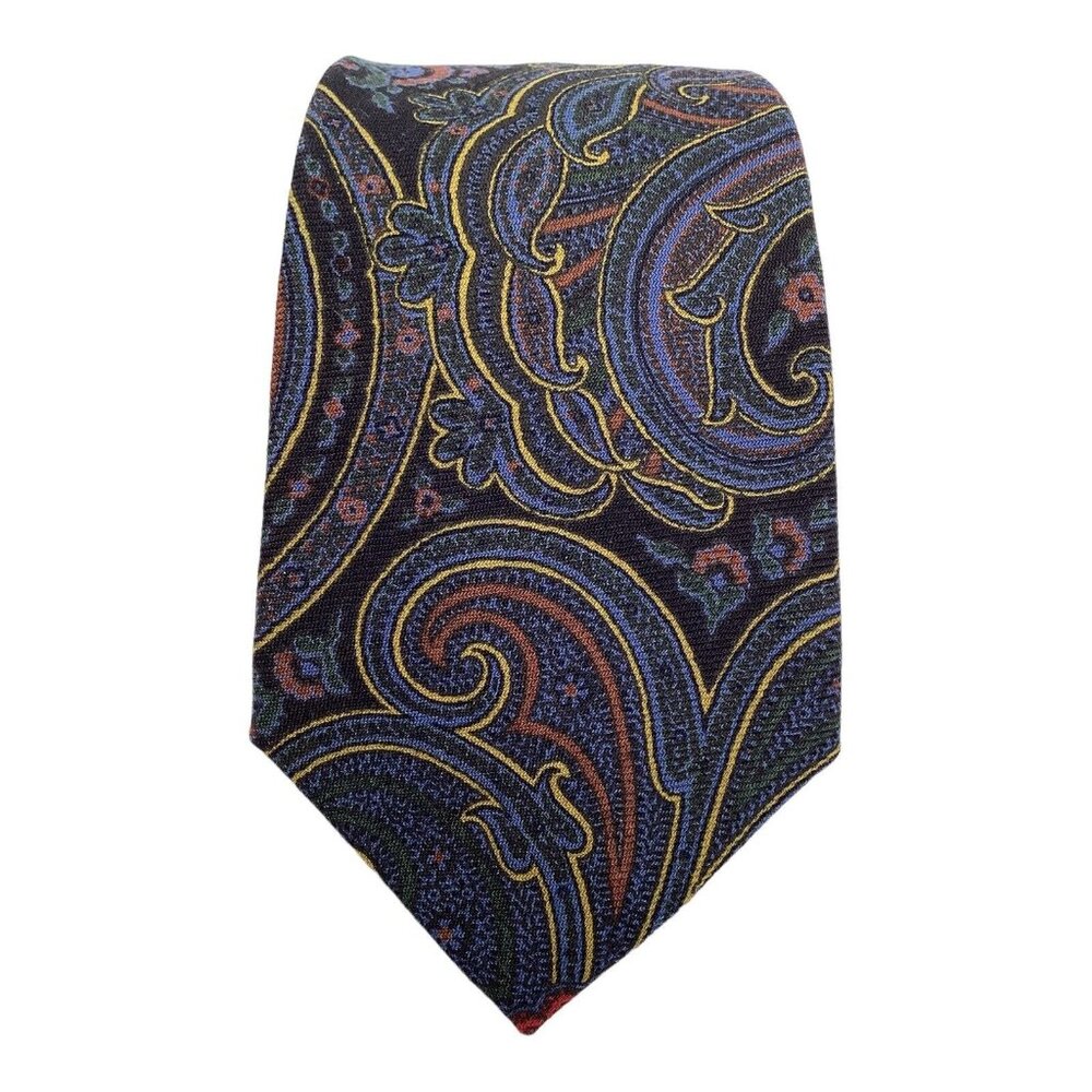 POLO BY RALPH LAUREN Blue Paisley Silk Tie USA  60"/3.5" EC
